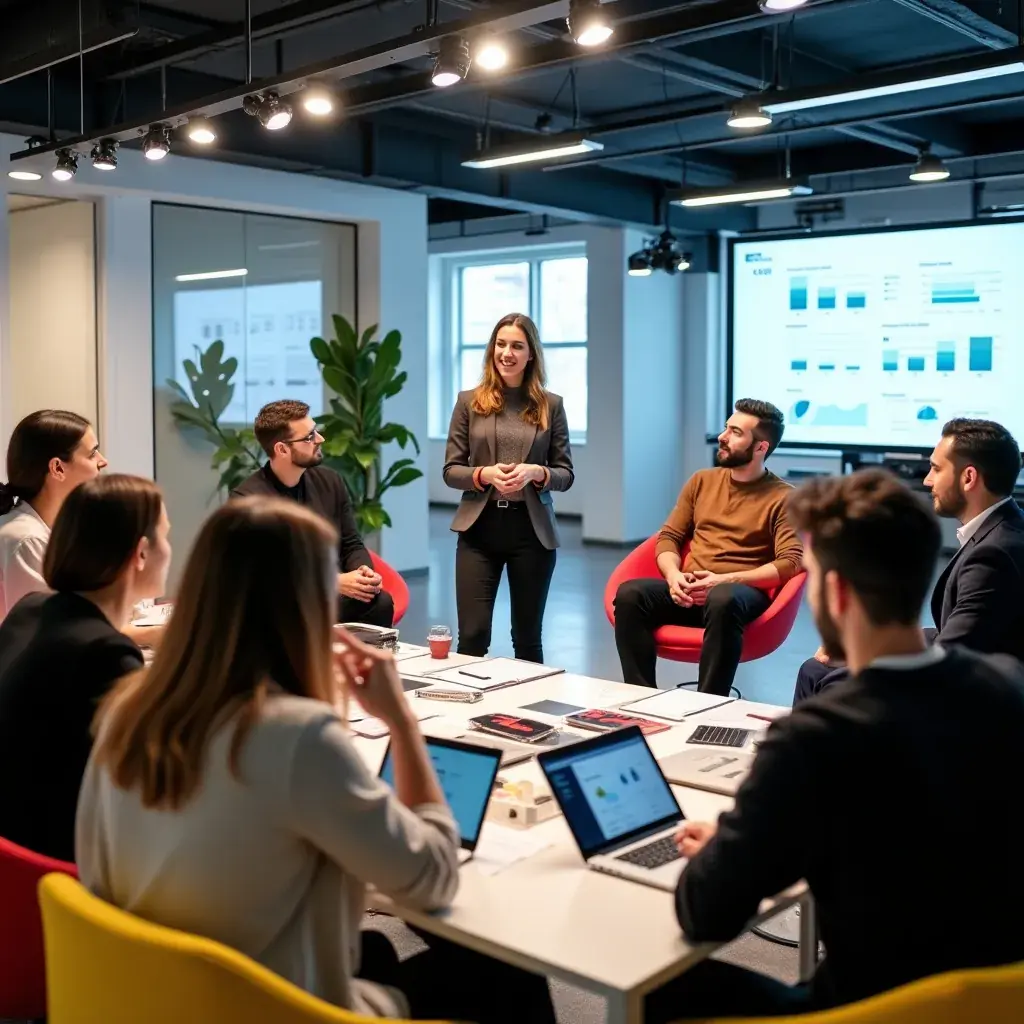 Ilustrație a procesului de consultanță pentru companii.